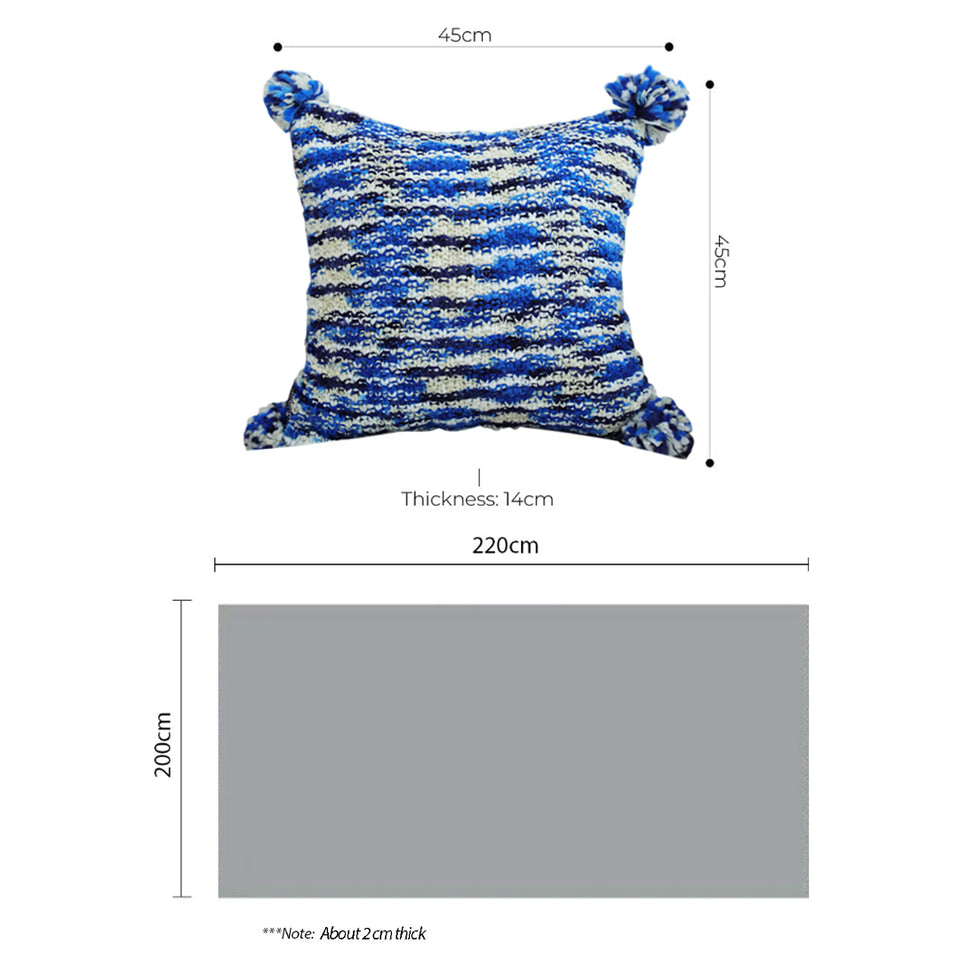 SOGA Home & Living Bundle – 2 Deep Sea Blue Gradient Pillow & Navy Blue Cozy Flannel Blanket