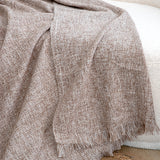 SOGA 130x190cm Misty Beige Blanket – Houndstooth Tassel Throw