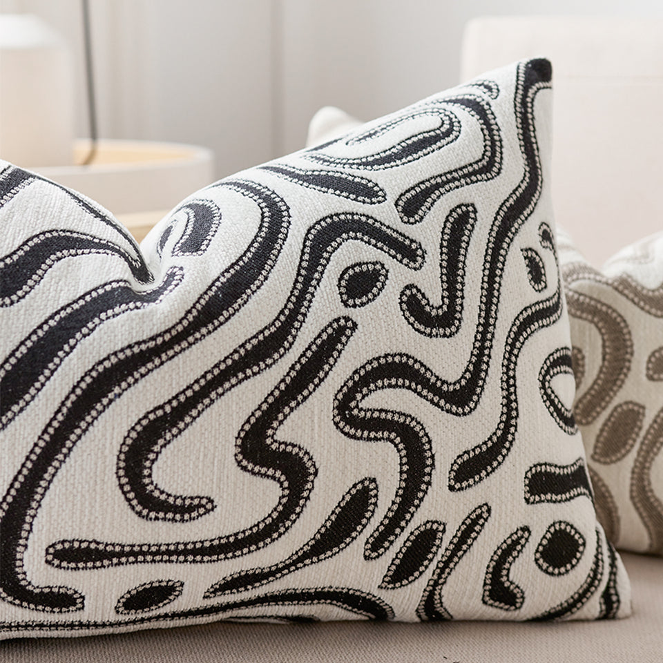 SOGA 2X 30cm Black White Abstract Swirl Pattern Decorative Throw Pillow