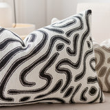 SOGA 2X 30cm Black White Abstract Swirl Pattern Decorative Throw Pillow