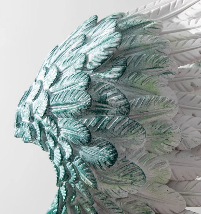 SOGA 86cm Modern Silver Winged Figure Sculpture with Artificial Marble Base for Home Decor