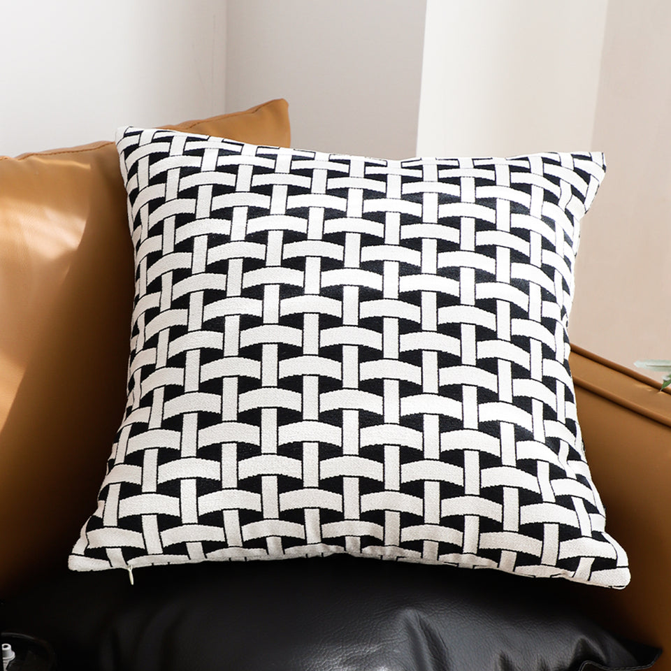 SOGA 50cm Black & White Pattern Throw Pillow Thick Comfort Pro Polyester Fiber Cotton for Home Decor