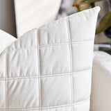 SOGA Quilted Cushion 50cm White Grid Pattern Soft Padded Decorative Throw Pillow