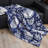 SOGA Deep Blue Cat Floral Print Throw Blanket 160x200cm Polyester