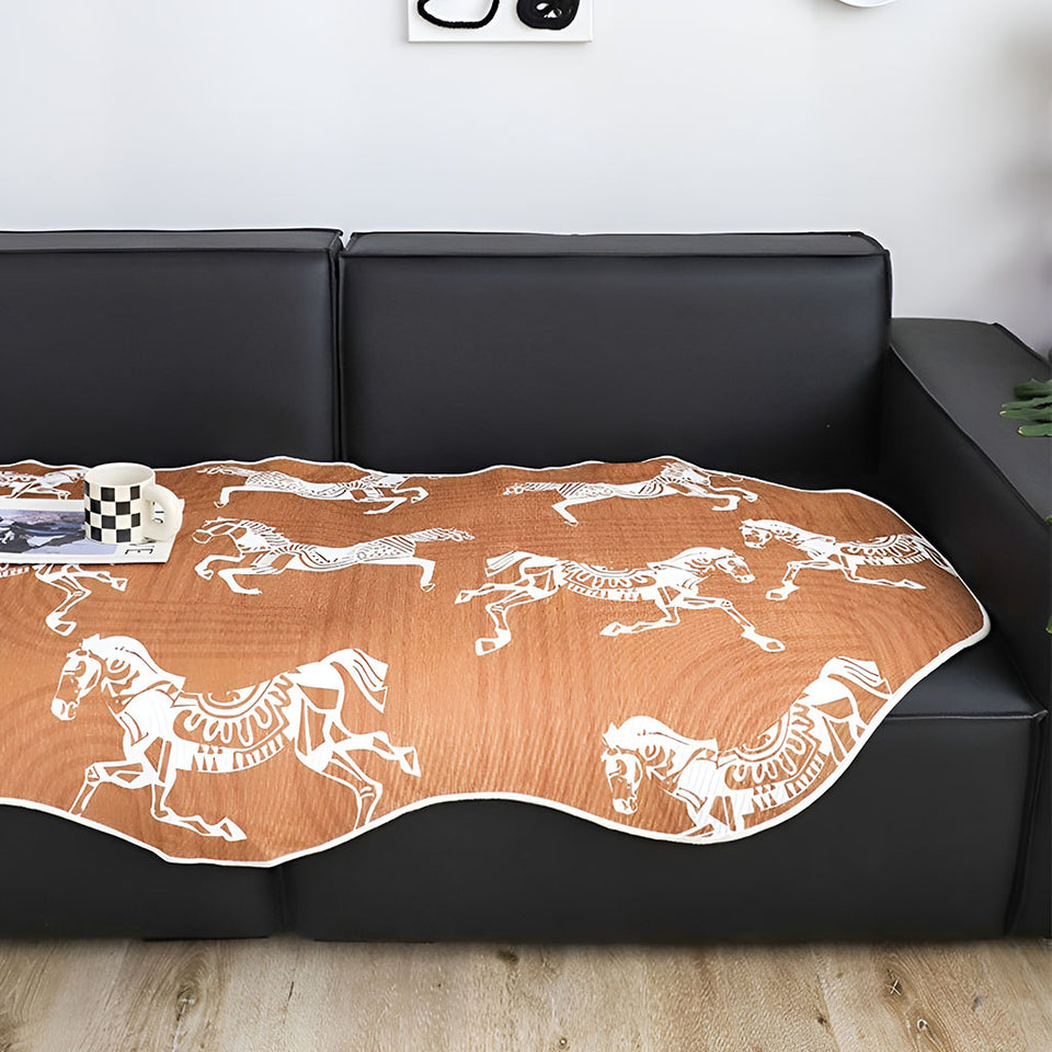 SOGA One-Seater Orange Horse Print 90x90cm Throw Blanket Sofa Cover