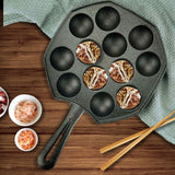 SOGA 2X 18CM Cast Iron Takoyaki Fry Pan Octopus Balls Maker 12 Hole Cavities Grill Mold