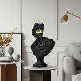 SOGA 40cm Black Classical Bust Resin Sculpture with Gold Eye Mask for Modern Home Decor