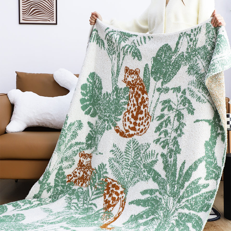 SOGA 2X Tropical Leaf Print Throw Blanket 130x180cm Soft Polyester