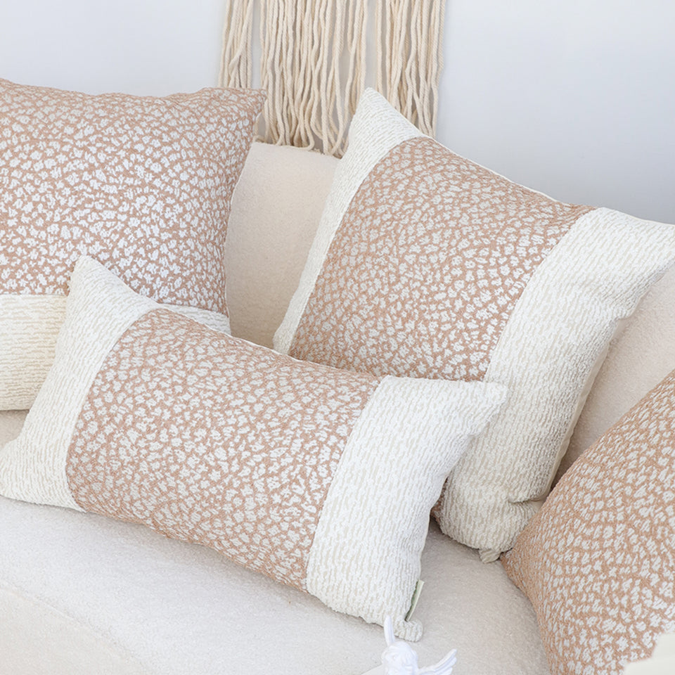 SOGA 35cm Modern Beige Color Block Textured Decorative Throw Pillow