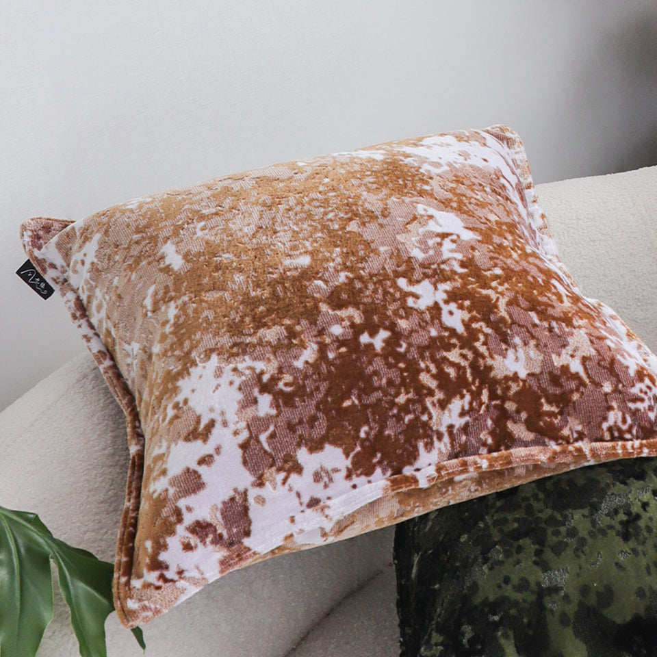 SOGA 2X 50cm Brown White Crushed Velvet Decorative Throw Pillow