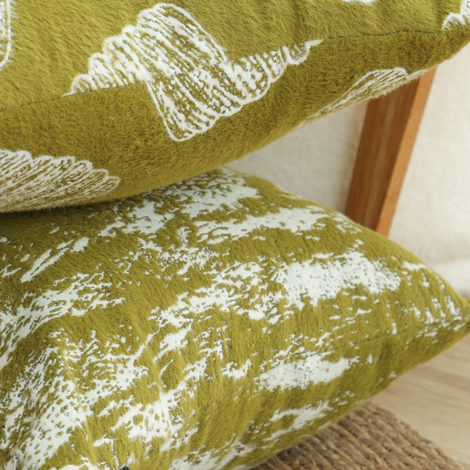 SOGA 50cm Throw Pillow White and Olive Green Plush Polyester Fiber and Cotton for Home Decor