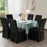 SOGA 2X Black Chair Cover Seat Protector with Ruffle Skirt Stretch Slipcover Wedding Party Home Decor