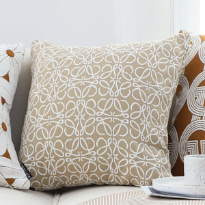 SOGA 50cmThrow Pillow White and Beige Geometric Pattern Accent for Home Decor