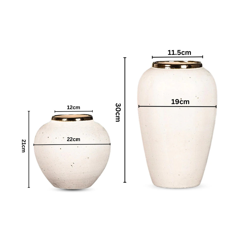 SOGA Home & Living Bundle – Plain White Ceramic Flower Vases for Elegant Living Room Decor