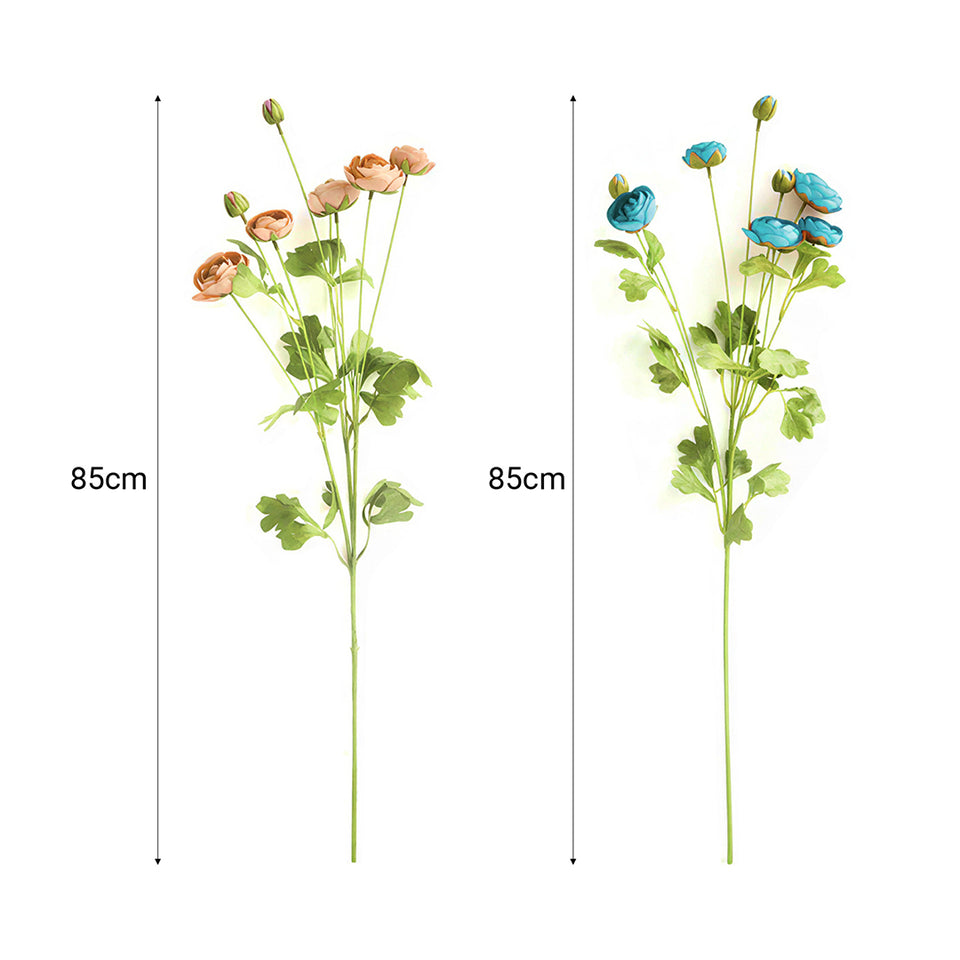 SOGA 85cm Green Glass Tall Floor Vase and 12pcs Blue Artificial Fake Flower Set