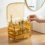 SOGA 3 Tier Golden Yellow Multifunctional Countertop Cosmetic Storage Makeup Perfume Skincare Display Stand Shelf Drawer Type Organiser