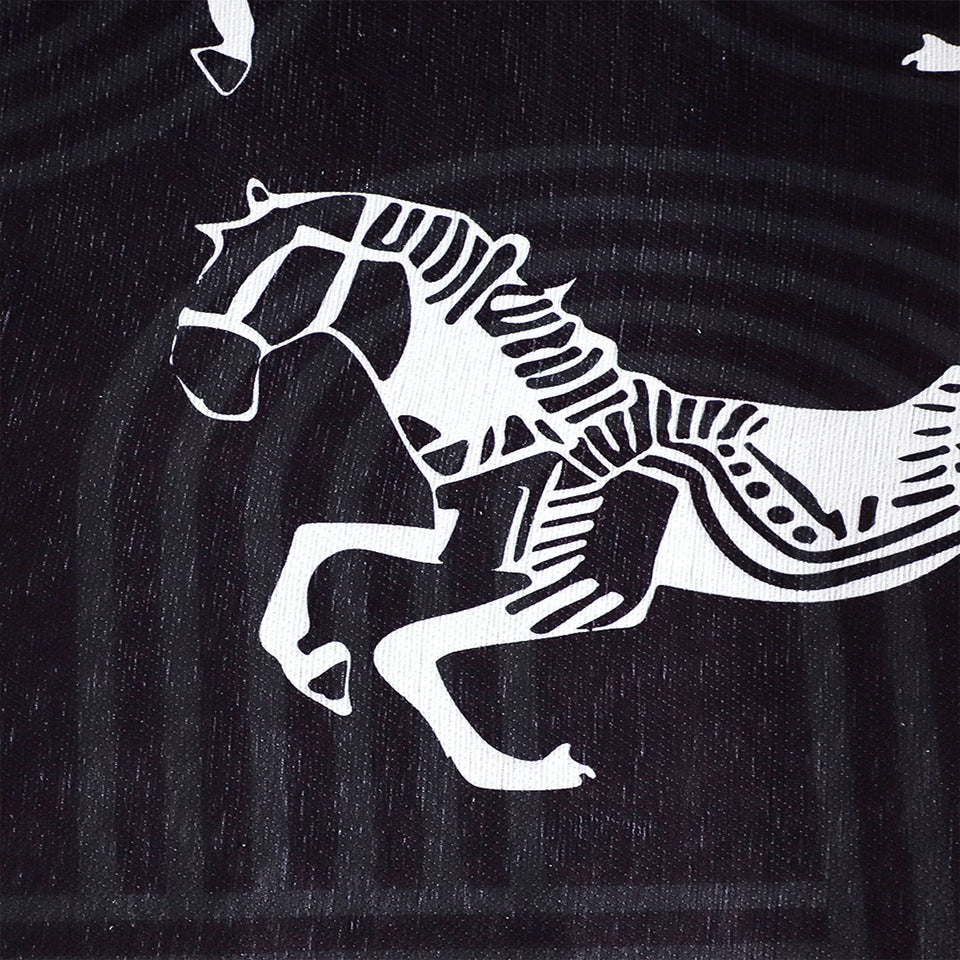 SOGA Two-Seater Black Horse Print 90x180cm Throw Blanket Sofa Cover
