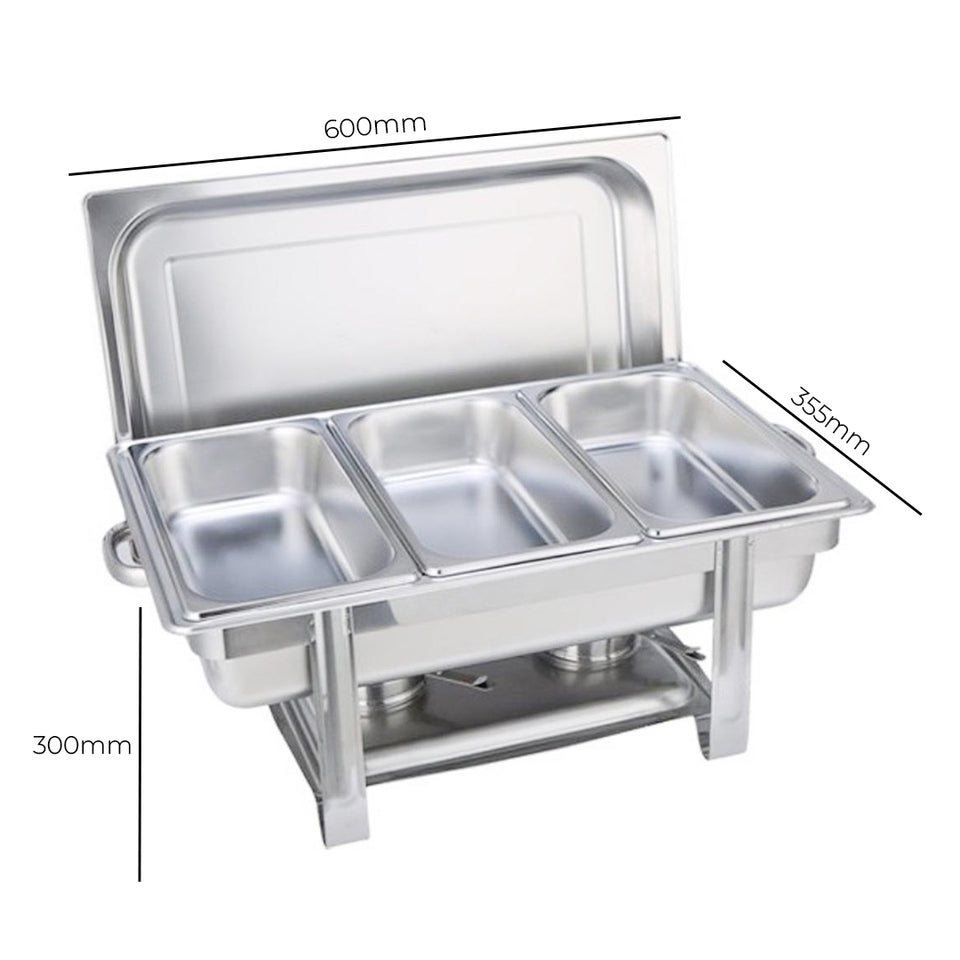 SOGA Stainless Steel Chafing Triple Tray Catering Dish Food Warmer