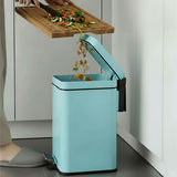 SOGA Foot Pedal Stainless Steel Rubbish Recycling Garbage Waste Trash Bin Square 6L Blue
