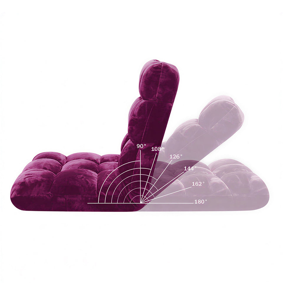 SOGA Floor Recliner Folding Lounge Sofa Futon Couch Folding Chair Cushion -Magenta