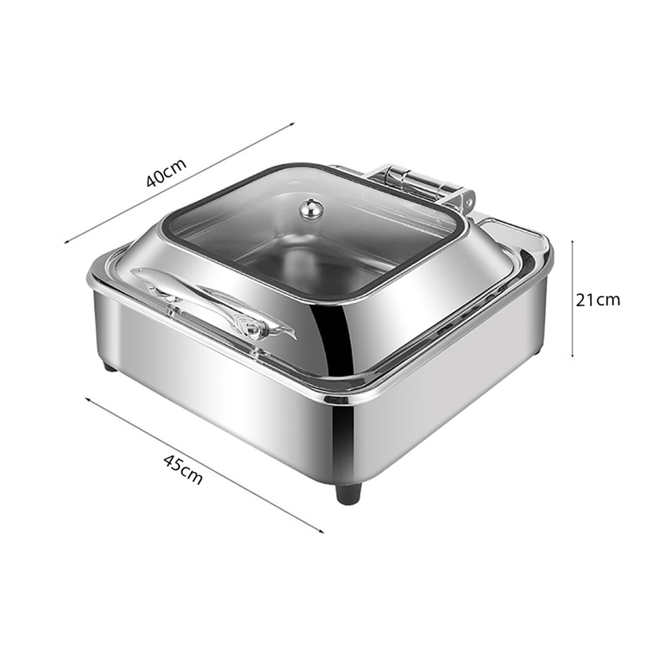 SOGA Stainless Steel Square Chafing Dish Tray Buffet Cater Food Warmer Chafer with Top Lid