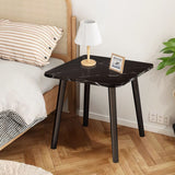 SOGA 2X 40cm Black Stone-Patterned Table Stone Pattern Compact Modern Design with Black Metal Legs