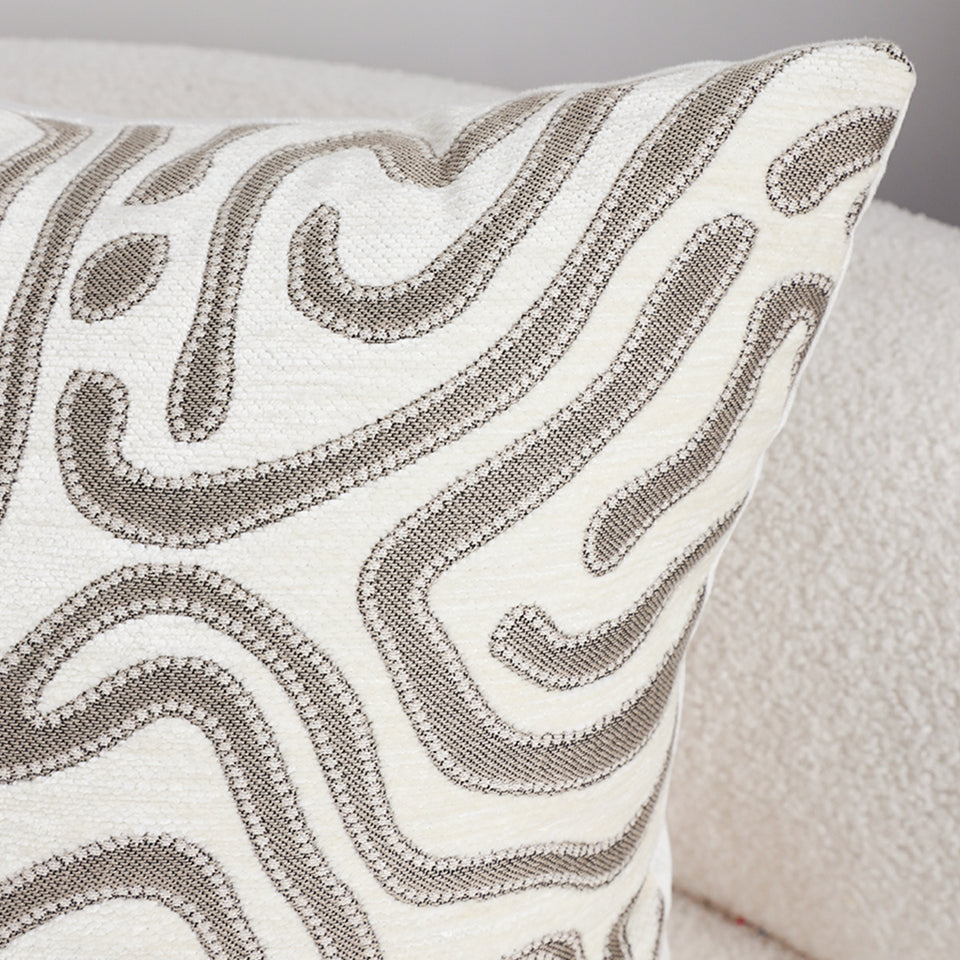 SOGA 2X 50cm Gray White Abstract Swirl Pattern Decorative Throw Pillow