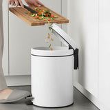 SOGA 4X Foot Pedal Stainless Steel Rubbish Recycling Garbage Waste Trash Bin Round 12L White