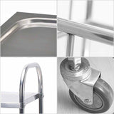 SOGA 2 Tier Stainless Steel Round Kitchen Trolley 86x54x94cm