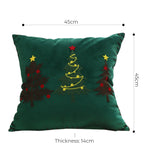 SOGA 2-Pack 45cm Green Christmas Tree Embroidered Throw Pillows