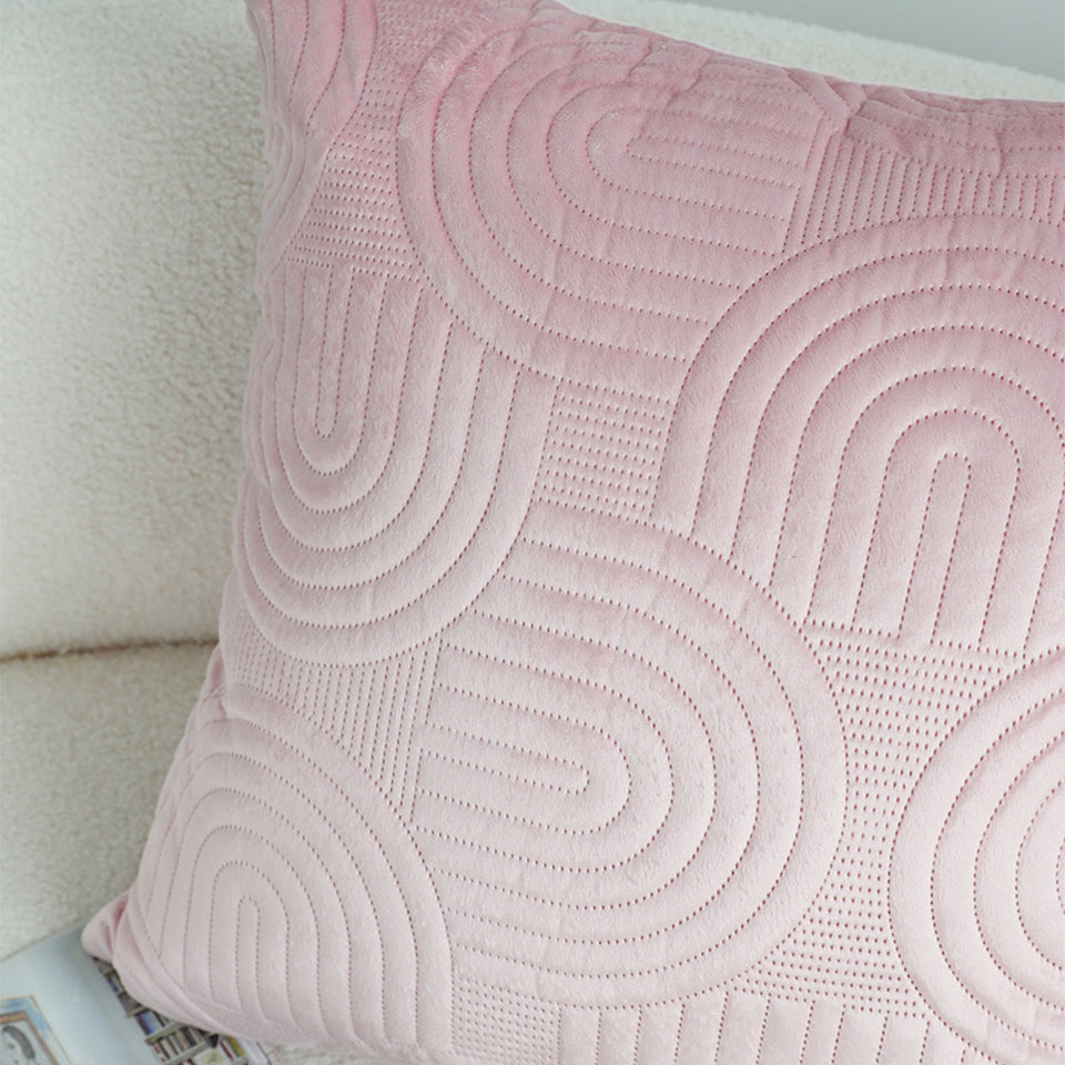 SOGA 2X 50cm Pink Textured Geometric Pattern Decorative Throw Pillow