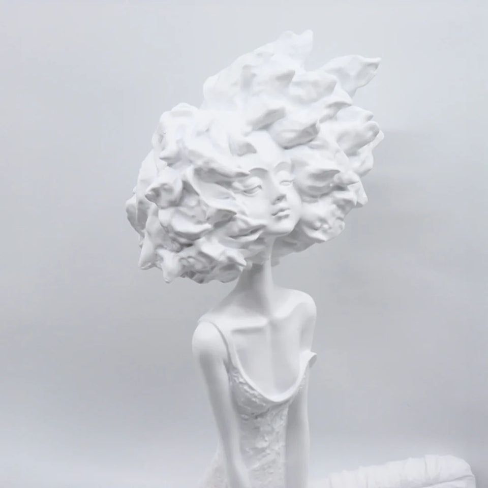 SOGA 59cm White Resin Sculpture Abstract Yoga Girl Design for Home Decor