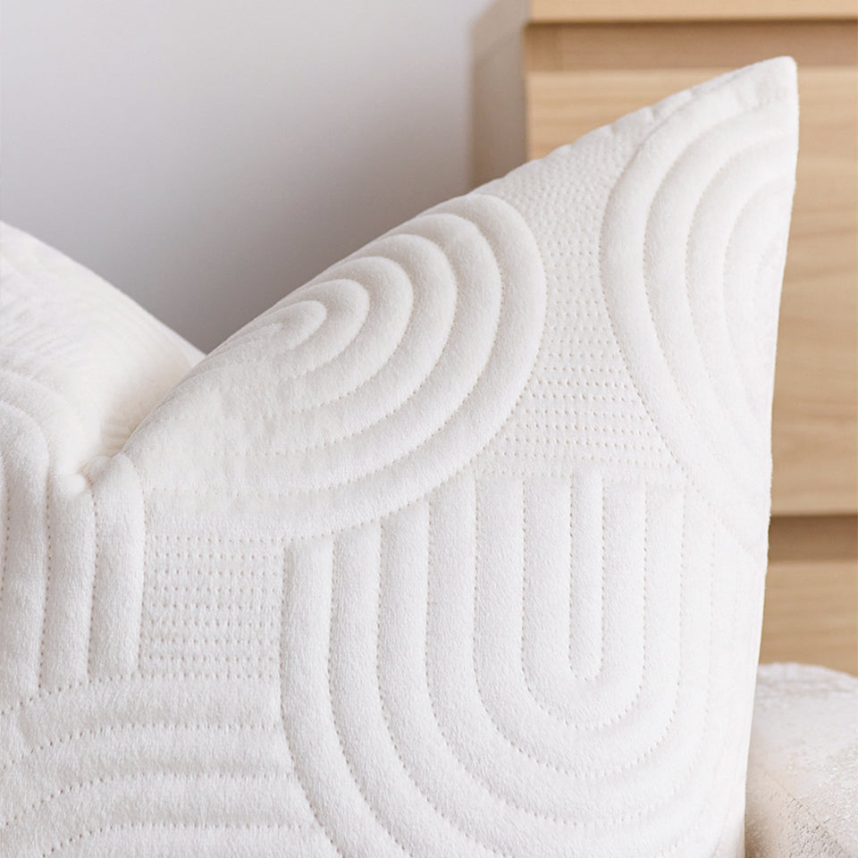SOGA 2X 50cm White Textured Geometric Pattern Decorative Throw Pillow