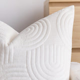 SOGA 2X 50cm White Textured Geometric Pattern Decorative Throw Pillow