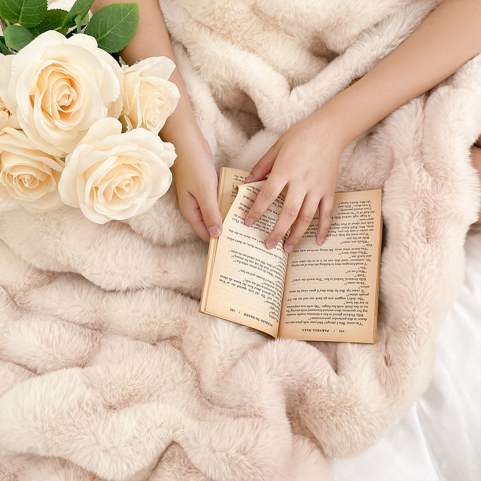 SOGA 200cm Light Pink Fuzzy Fur Throw Blanket