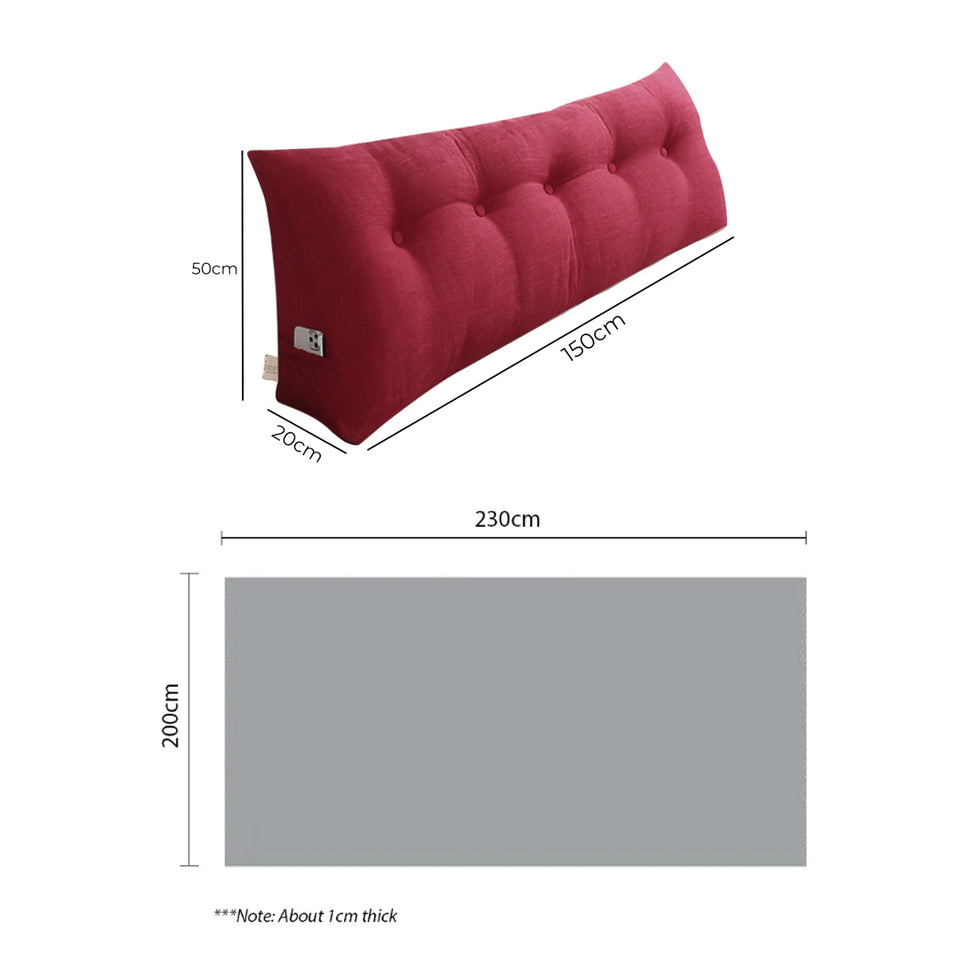 SOGA Home & Living Bundle – Rose Red Triangular Wedge Pillow & Burgundy Striped Flannel Throw