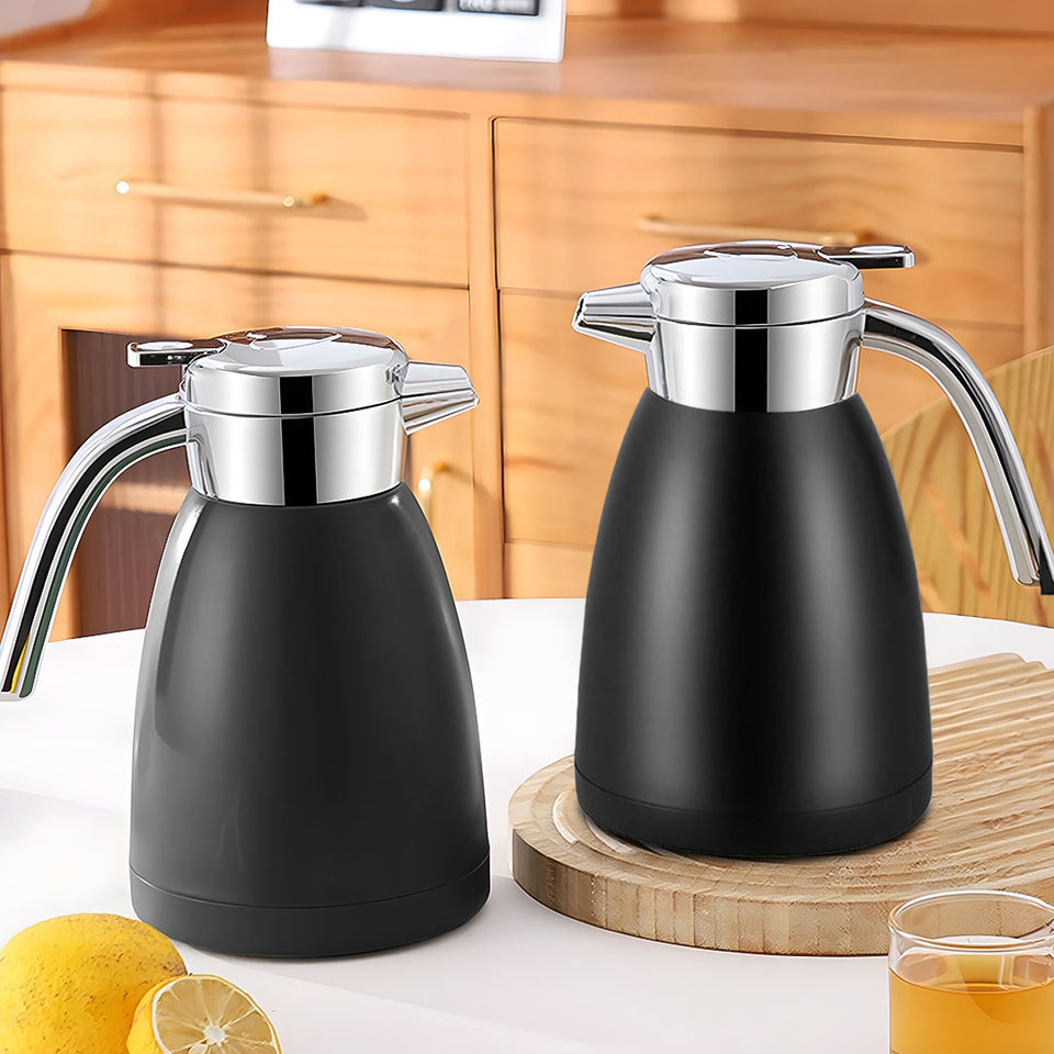 SOGA 2X 2.2L Stainless Steel Water Bottle Insulated Vacuum Flask Coffee Jug Thermal Black