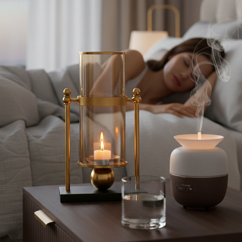 SOGA 34cm Modern Transparent Glass Flower Vase with Candle