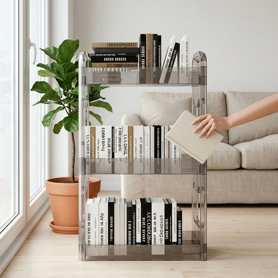 SOGA 38x24cm Clear 3 Tier Bookshelf  Storage Organizer