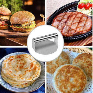 SOGA 2X Stainless Steel Burger Press Heavy-Duty Round Bacon Grill Smasher Flat Bottom Patty Maker