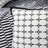 SOGA 2X 35cm Moroccan Black Cross Pattern Black Trim Decorative Throw Pillow