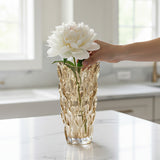 SOGA 29.8cm Golden Amber Glass Crystal Vase Elegant Modern Home Decor