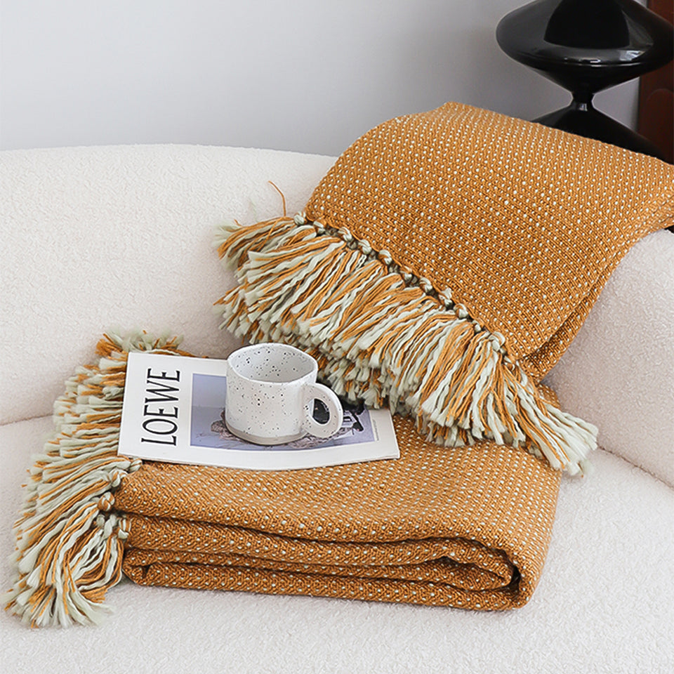 SOGA 2X Mustard Yellow Throw Blanket 127x170cm Soft Acrylic