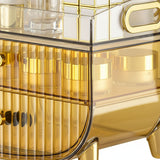 SOGA 3 Tier Golden Yellow Multifunctional Countertop Cosmetic Storage Makeup Skincare Holder Jewelry Cabinet Bathroom Desk Drawer Vanity Organiser