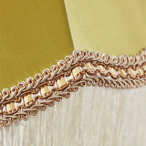 SOGA 2X Jade Stone Base Table Lamp Vintage Yellow Shade Tassel Fringe Bedside Desk Light