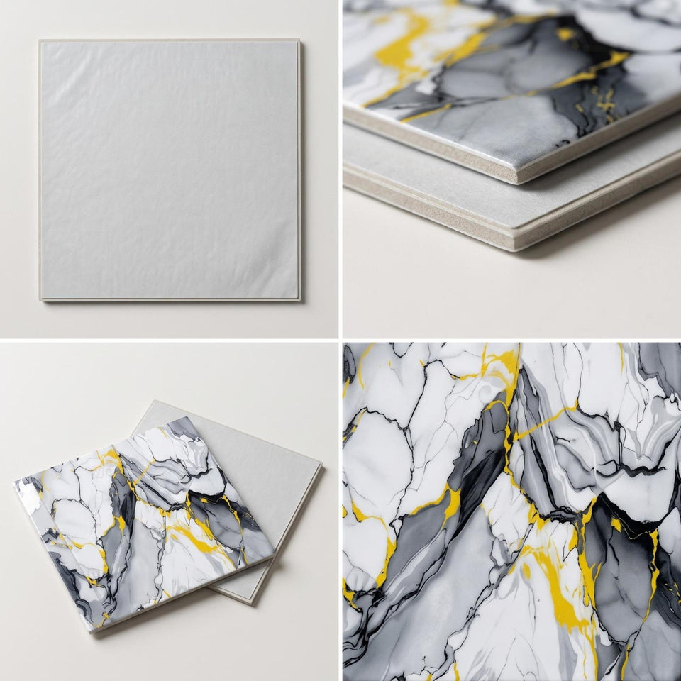SOGA Peel & Stick Floor and Wall Tiles 60 x 60cm 10 Pack Blue Agate Faux Marble