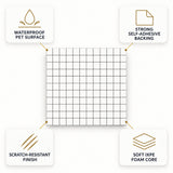 SOGA Peel & Stick Floor and Wall Tiles 60 x 60cm 10 Pack White Grid Tile Look