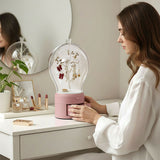 SOGA Pink 360 Degree Rotating 2 Layered Jewelry Storage Box Waterproof Dustproof Accessories Organiser