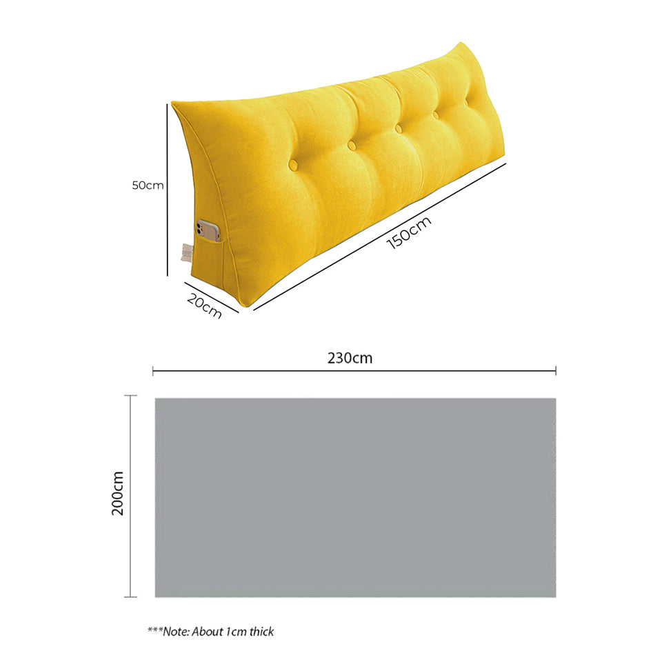 SOGA Home & Living Bundle – Yellow Triangular Wedge Pillow & Yellow Striped Flannel Throw