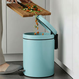SOGA 2X Foot Pedal Stainless Steel Round Trash Bin Blue 7L
